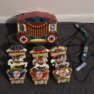 Mr. Christmas Holiday Carousel Animated Musical Decor Set Red Gold Vintage Style